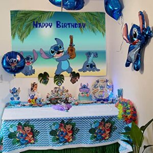 Tropical Luau Happy Birthday Backdrop and Tablecloth for Kids Boys Baby Shower Birthday Party Supplies Decorations 5x3ft, Green