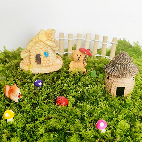 BEZALEL Miniature Fairy Garden Supplies Kit - Fairy Garden Miniatures with Miniature Animals Houses, Bridge for Yard Bonsai, Micro Landscape - Mini Fairy Garden Accessories Outdoor Decor