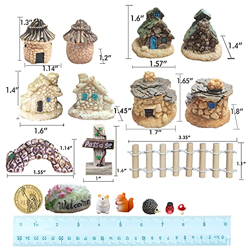 BEZALEL Miniature Fairy Garden Supplies Kit - Fairy Garden Miniatures with Miniature Animals Houses, Bridge for Yard Bonsai, Micro Landscape - Mini Fairy Garden Accessories Outdoor Decor