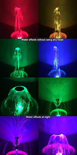 COODIA 660GPH Submersible Pump Pond Fountain with Inside Filter and RGB Colorful LED Light, Multiple Water Fountain Spray Nozzles Kit for Garden PondIndoor and Outdoor Landscape