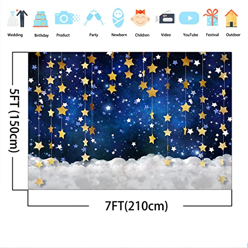 Mocsicka Twinkle Twinkle Little Star Backdrop Navy Blue Galaxy Starry Sky Gold Glitter Little Star Baby Shower Decorations 7x5ft Newborn Baby Children Portrait Photography Background