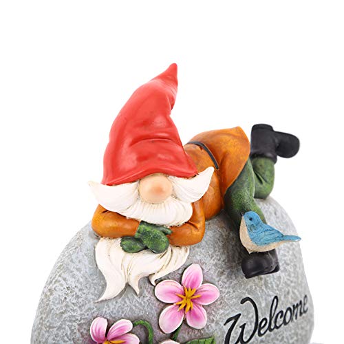 TZSSP Outdoor Garden Gnome Statue Statuary Welcome Stone for Patio,Lawn,Garden Decoration,Red