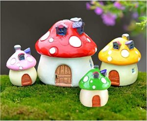 sun-e 4 color&size in set miniature fairy garden mushroom house ornament outdoor decor home office school decoration