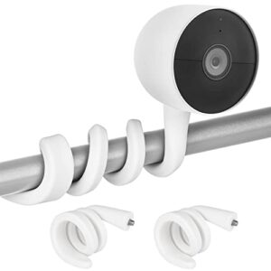 2 pack flexible twist mount for google nest cam (battery), adjustable gooseneck mounting bracket to attach your nest camera wherever with no tools – white