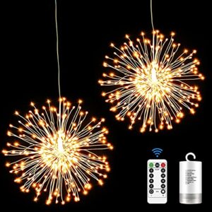 happy spark firework lights 2 pack string lights 8 modes waterproof battery operated chandelier outdoor fairy lights with remote, fireworks lights indoor decorative hanging decorations lights