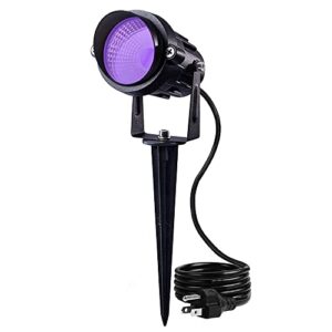 deckaly christmas blacklight spotlight 10w purple led ip65 waterproof outdoor landscape lighting with us plug for christmas decorative,dance party,stage lighting,body paint,yard,lawn 1 pack