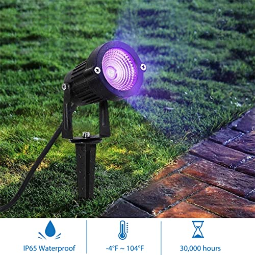 DECKALY Christmas Blacklight Spotlight 10W Purple LED IP65 Waterproof Outdoor Landscape Lighting with US Plug for Christmas Decorative,Dance Party,Stage Lighting,Body Paint,Yard,Lawn 1 Pack