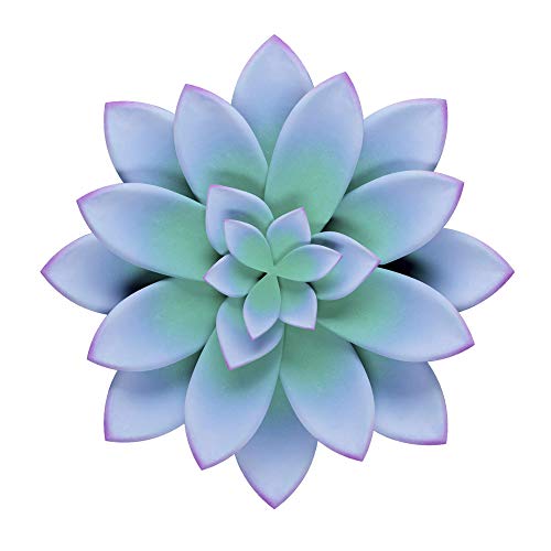 John's Studio Metal Flower Wall Decor Iron Succulent Sculpture Floral Hanging Art Decoration for Indoor Outdoor Home Garden Patio Bedroom Living Room -12.2 Inches Purple