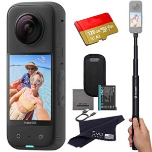 insta360 X3- Waterproof 360 Action Camera with 1/2'' 48MP Sensors, 5.7K HDR Video, 72MP Photo, 4K Single-Lens, 60fps Me Mode, 2.29'' Touchscreen, AI Editing |Bundle Includes Selfie Stick&128GB, Black