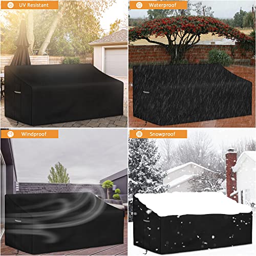 Dokon Patio Sofa Cover with Air Vents, Outdoor Couch Cover, Waterproof, Anti-Fading, UV Resistant Heavy Duty 600D Oxford Fabric Outdoor Lawn Patio Furniture Covers (79"L x 37"D x 35"H) - Black