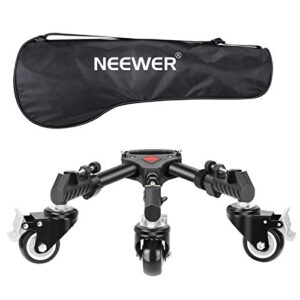 neewer photography tripod dolly, heavy duty with larger 3-inch rubber wheels, adjustable leg mounts and carry bag for tripods, light stands for photo video lighting, load up to 50 pounds