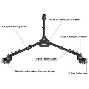 Neewer Photography Tripod Dolly, Heavy Duty with Larger 3-inch Rubber Wheels, Adjustable Leg Mounts and Carry Bag for Tripods, Light Stands for Photo Video Lighting, Load up to 50 pounds