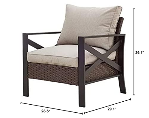 LOKATSE HOME Outdoor Patio Furniture Modern Wicker Sofa Chair Rattan Conversation Single Armchair with Cushion, Brown