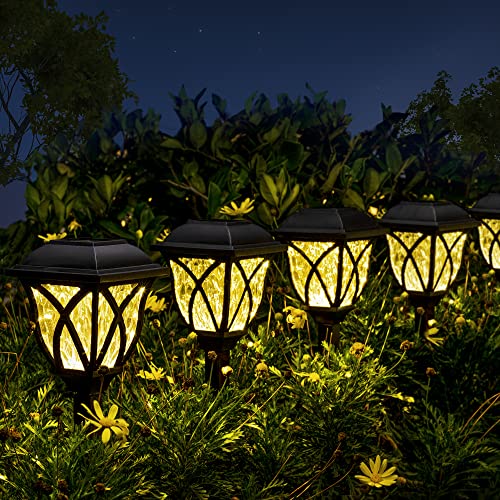 SOLPEX 6 Pack Solar Pathway Lights, LED Decorative Solar Outdoor Lights, Garden Lights Solar Powered Waterproof for Landscapes, Yard, Gardens, Pathways, Walkways and Driveways