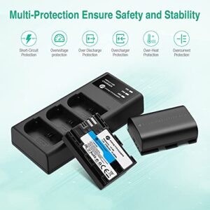 FirstPower LP-E6 LP E6N Battery 3-Pack 2700mAh and Triple Slot Charger for Canon EOS 5D Mark II III IV, 5DS, 5DS R, 6D, 6D Mark II, 7D, 7D Mark II, 60D, 70D, 80D, 90D