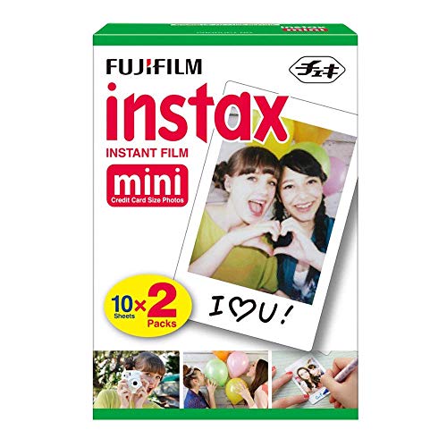 Fujifilm Instax Mini 9 Camera, Smoky White - with Fujifilm instax mini Instant Daylight Film Twin Pack, 20 Exposures