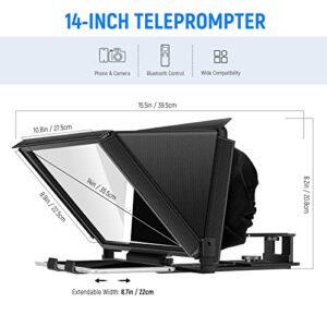 NEEWER X12 Aluminum Teleprompter with RT-110 Remote Control (Connected via Bluetooth on NEEWER Teleprompter App) & Carry Case, Compatible with iPad, iOS/Android Tablets, Smartphones, DSLRs (Black)