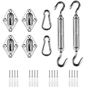 homper awning attachment set, heavy duty sun shade sail stainless steel hardware kit for garden triangle and square, rectangle, sun shade sail fixing accessories