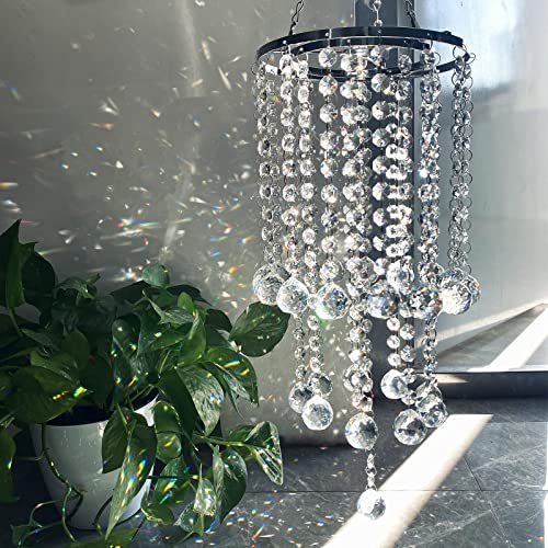 longsheng Chandelier Wind Chimes Shape Clear Crystal Prisms Balls Beads Hanging Suncatcher Pendant Garden Outdoor Home Decor Gifts