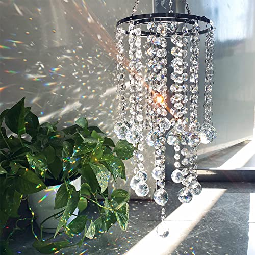 longsheng Chandelier Wind Chimes Shape Clear Crystal Prisms Balls Beads Hanging Suncatcher Pendant Garden Outdoor Home Decor Gifts