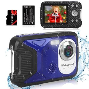 waterproof digital camera hd 1080p 36mp kids digital camera with 32g sd card compact portable digital camera,rechargeable electronic mini vlogging camera for kids