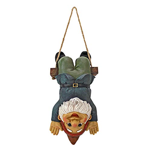 Design Toscano QM2452500 Alfie The Acrobat Swinging Outdoor Garden Funny Lawn Gnome Statues, Multicolored