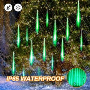 Allnice Meteor Shower Lights Falling Rain Lights Christmas Lights 30cm 8 Tube 192 LEDs Fairy String Lights for Halloween Christmas Wedding Tree Garden Home Outdoor Decoration (Green)