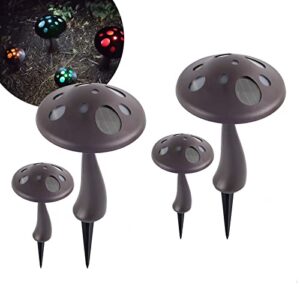 outdoor solar garden lights(4 mushrooms lamps), 2 sizes mini solar mushroom lights outside waterproof cute mushroom shaped pathway landscape lights decoration garden, yard, lawn, pathway, brown