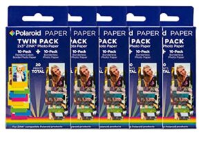 polaroid 2×3ʺ premium zink photo paper (50 pack) compatible with polaroid mint camera, snap/snap touch instant print cameras & polaroid mint and zip photo printers