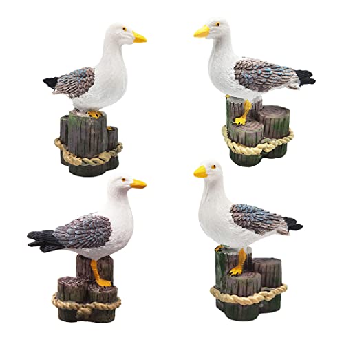 BLAPNK Vivid Miniature Seagull Figurines Vivid 4 Pcs Fairy Garden Seabird Sea Gull Statues Micro Landscape Decoration Ornament