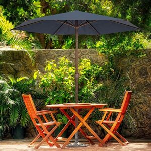 Ogrmar 9 FT Patio Umbrella Outdoor Table Umbrella with Push Button Tilt and Crankfor Terrace, Backyard, Garden, Courtyard, Swimming Pool, Lawn (Navy Blue)