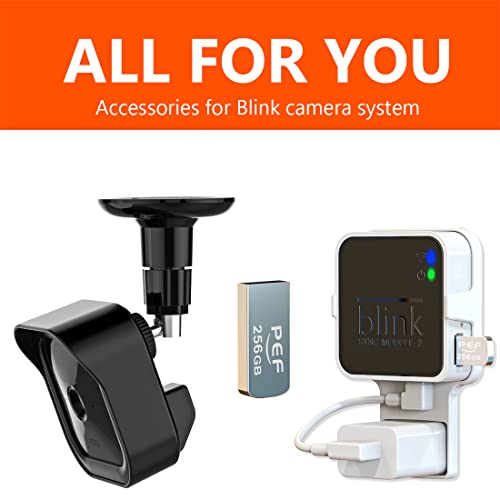 256GB Blink USB Flash Drive and Blink Outdoor Camera Mount, 3 Pack Camera Housing and 360° Adjustable Mounting Bracket with Blink Sync Module 2 Mount(Blink Camera and Module are Not Included)