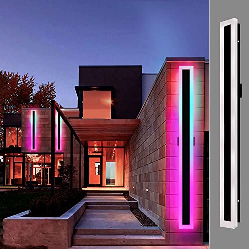 Aidenkid Outdoor LED Wall Lights Modern Wall Mounted Sconce Rectangular Long Strip Wall Lamps White Acrylic IP67 for Garden Terrace Background Wall (RGBCW, 67 INCH)