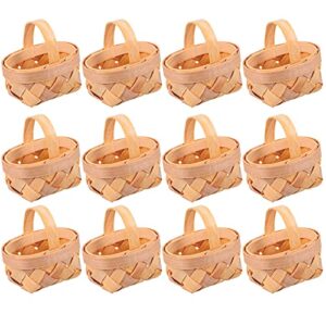 yarnow 12pcs miniature picnic baskets with handles small wood chip baskets dollhouse tiny woven basket mini party favor basket for fairy garden crafts decor