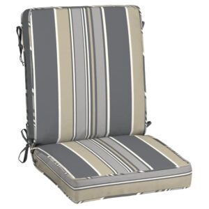 neutral striped high back replacement cushion 24 x 20 x 4 in & 20 x 20 x 4 in (shipped in re-sealable vacuum storage bag) for outdoor patio furniture