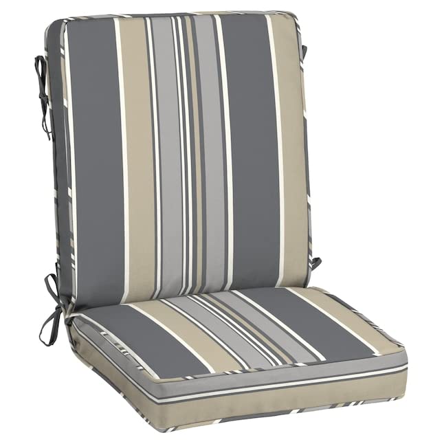 Neutral Striped High Back Replacement Cushion 24 x 20 x 4 in & 20 x 20 x 4 in (Shipped in Re-sealable Vacuum Storage Bag) for Outdoor Patio Furniture