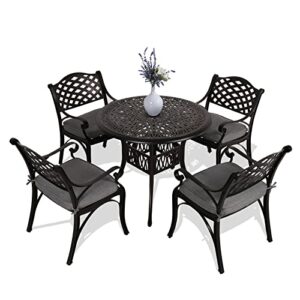 Verano Garden Outdoor Dining Chair Set of 4 Patio Chairs Set,All Weather Cast Aluminum Patio Chair Set with Cushion and Armrest