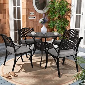 Verano Garden Outdoor Dining Chair Set of 4 Patio Chairs Set,All Weather Cast Aluminum Patio Chair Set with Cushion and Armrest