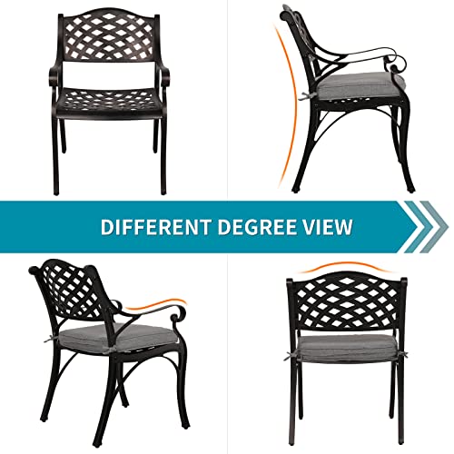 Verano Garden Outdoor Dining Chair Set of 4 Patio Chairs Set,All Weather Cast Aluminum Patio Chair Set with Cushion and Armrest