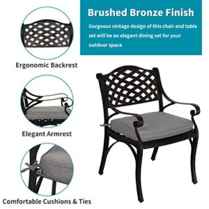 Verano Garden Outdoor Dining Chair Set of 4 Patio Chairs Set,All Weather Cast Aluminum Patio Chair Set with Cushion and Armrest