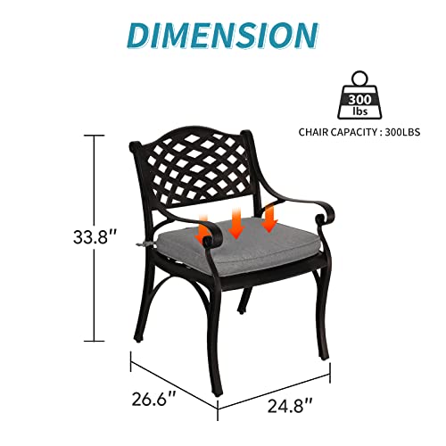 Verano Garden Outdoor Dining Chair Set of 4 Patio Chairs Set,All Weather Cast Aluminum Patio Chair Set with Cushion and Armrest