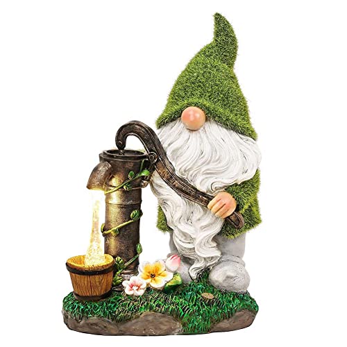 Yiexson Cartoon Gnome Dwarf Statue Garden Lighting Waterproof Light Solar Night Decorative Figuri Courtyard Lawn Lamp Resin Outdoor B1E8