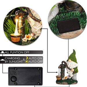 Yiexson Cartoon Gnome Dwarf Statue Garden Lighting Waterproof Light Solar Night Decorative Figuri Courtyard Lawn Lamp Resin Outdoor B1E8