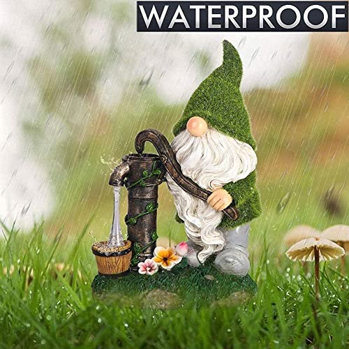 Yiexson Cartoon Gnome Dwarf Statue Garden Lighting Waterproof Light Solar Night Decorative Figuri Courtyard Lawn Lamp Resin Outdoor B1E8