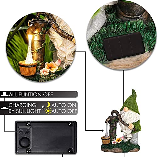 Yiexson Cartoon Gnome Dwarf Statue Garden Lighting Waterproof Light Solar Night Decorative Figuri Courtyard Lawn Lamp Resin Outdoor B1E8