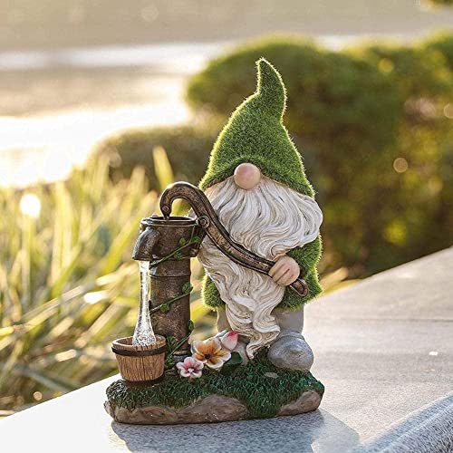 Yiexson Cartoon Gnome Dwarf Statue Garden Lighting Waterproof Light Solar Night Decorative Figuri Courtyard Lawn Lamp Resin Outdoor B1E8