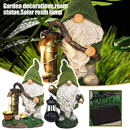 Yiexson Cartoon Gnome Dwarf Statue Garden Lighting Waterproof Light Solar Night Decorative Figuri Courtyard Lawn Lamp Resin Outdoor B1E8
