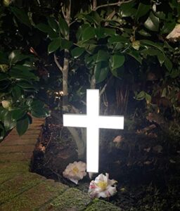 lighted white garden cross, solar lighted cross 13.75 inches high x 9.75 inches wide