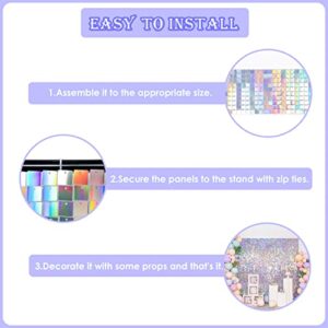 Shimmer Wall Backdrop Panels 24PCS Sliver Square Sequin Shimmer Backdrop Decor for Wedding, Anniversary, Birthday Party Decoration.