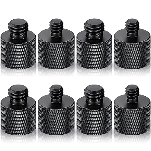 8 Pack Camera Screw Adapter 1/4 Male to 3/8 Female and 3/8 Male to 1/4 Female Camera Screw Adapter for Camera Tripod Stand Microphone Stand Mic Mount (Black)